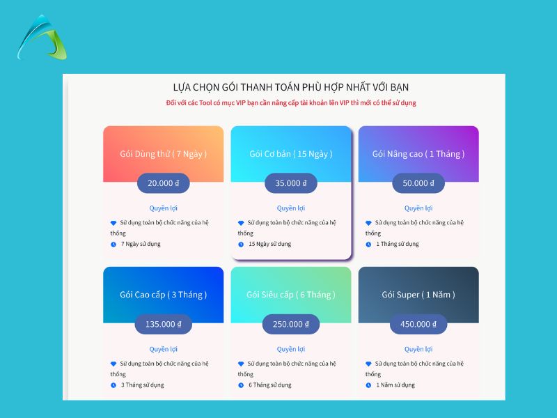 Mức giá các dịch vụ tại Amai MMO